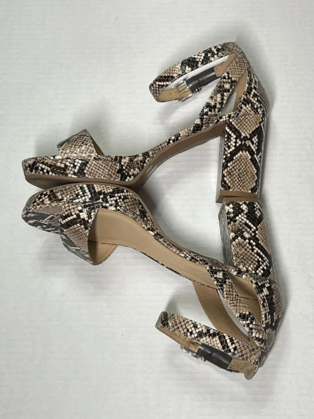 Chinese Laundry Women's Size 10 Snakeskin Print Ankle Strap High Heel Sandals